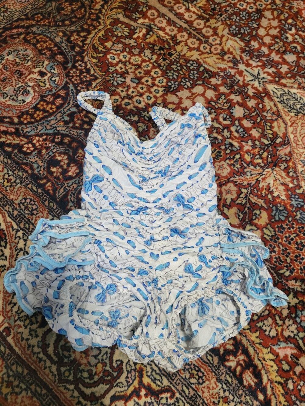 Cole of California Junior Vintage 50's Rouched Ruffled Cotton Swimsuit